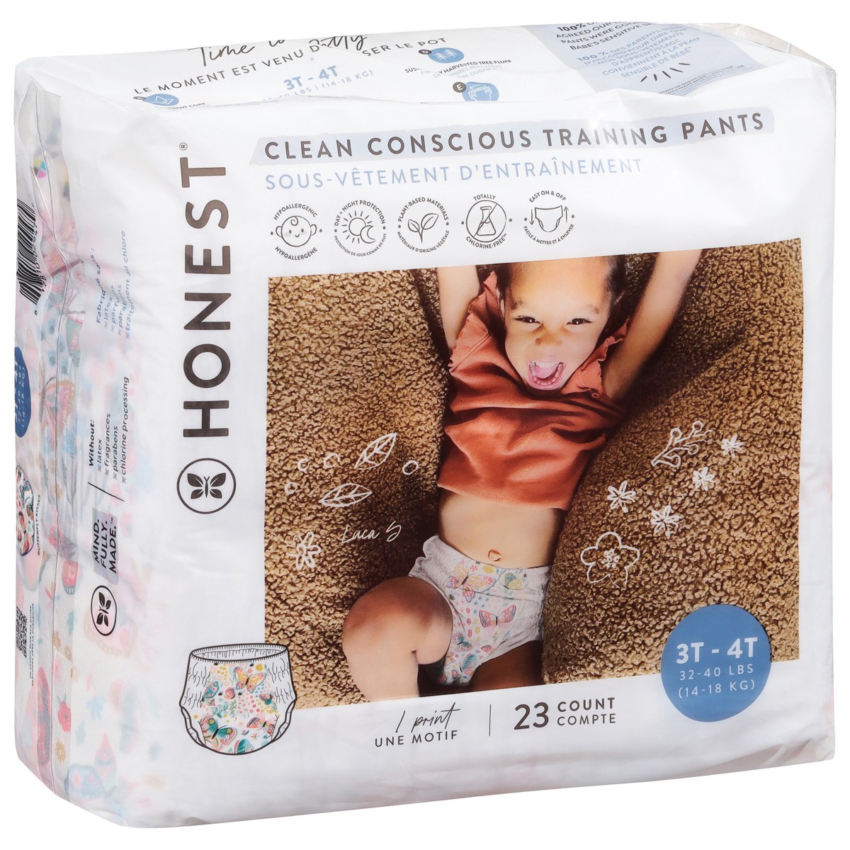 slide 8 of 14, Honest Butterfly Kisses Training Pants 3T-4T (32-40 lbs) 23 ea, 23 ct; 3 ct; 4 t
