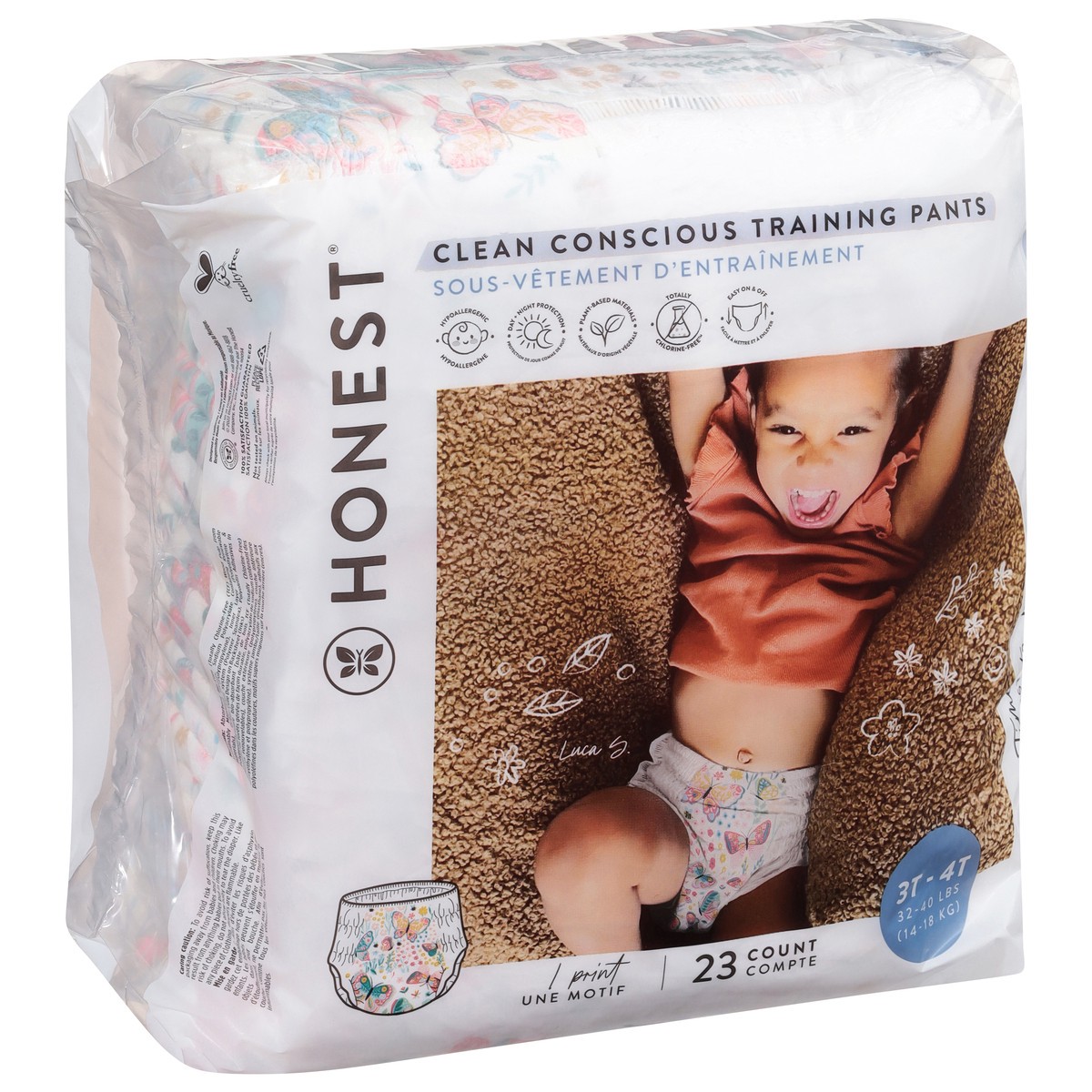 slide 9 of 14, Honest Butterfly Kisses Training Pants 3T-4T (32-40 lbs) 23 ea, 23 ct; 3 ct; 4 t