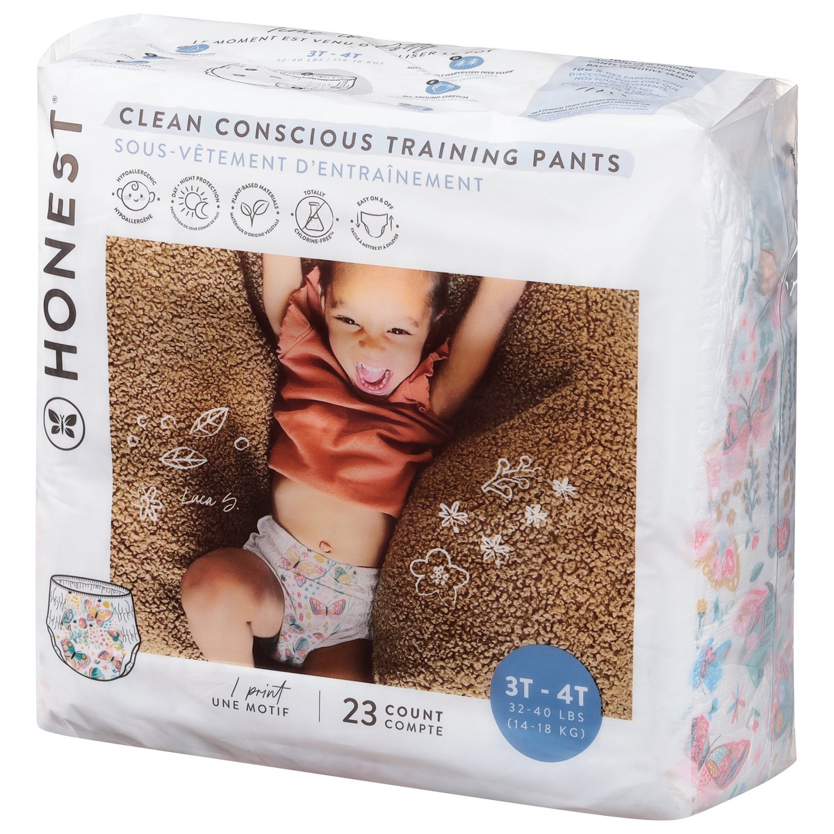 slide 14 of 14, Honest Butterfly Kisses Training Pants 3T-4T (32-40 lbs) 23 ea, 23 ct; 3 ct; 4 t