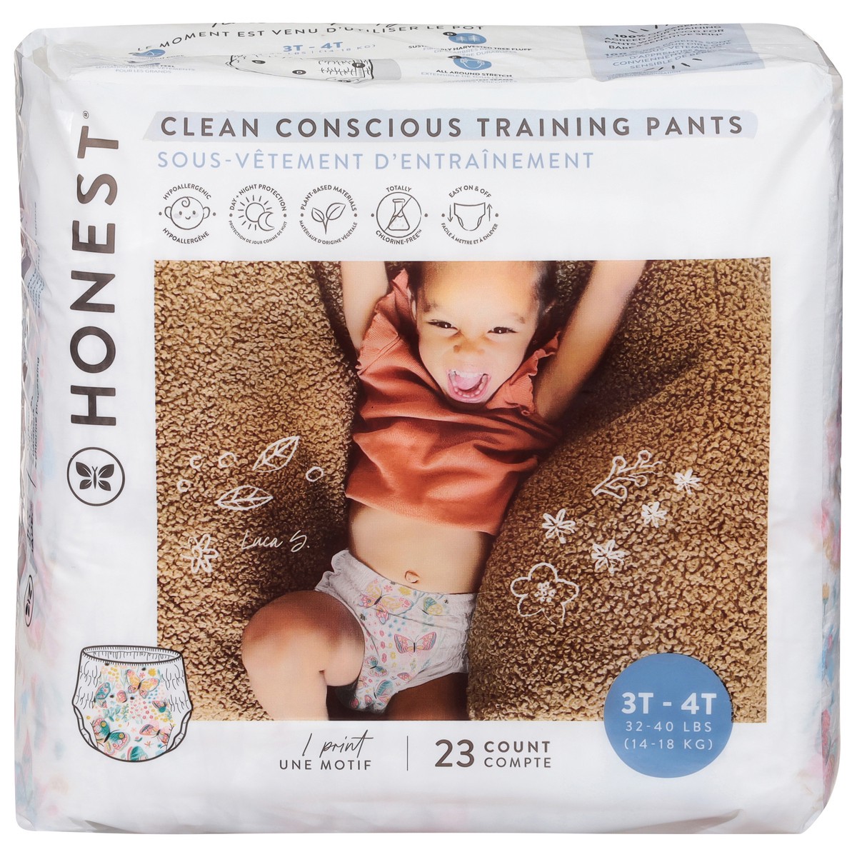 slide 7 of 14, Honest Butterfly Kisses Training Pants 3T-4T (32-40 lbs) 23 ea, 23 ct; 3 ct; 4 t