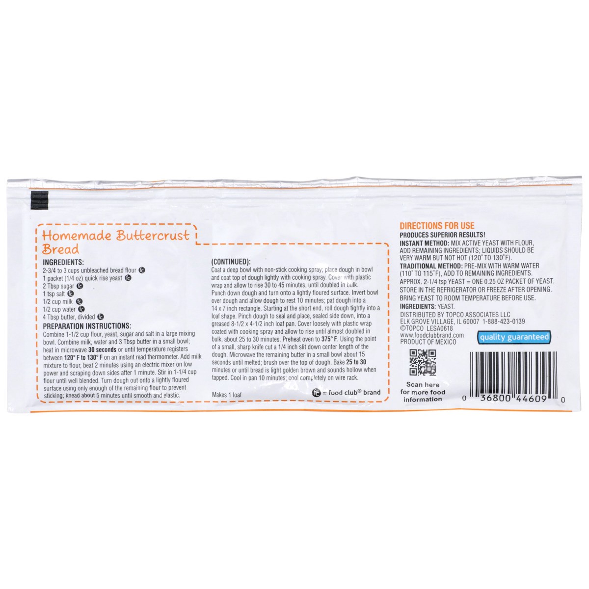 slide 7 of 11, Food Club Active Dry Yeast, 0.25 oz