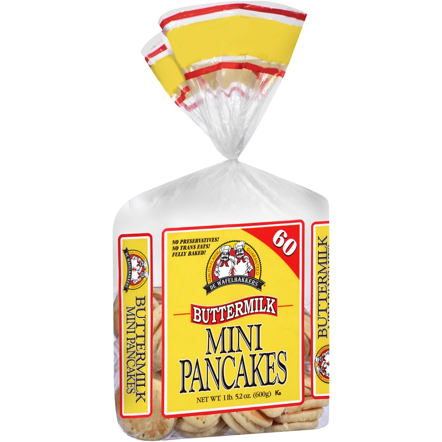 slide 2 of 8, De Wafelbakkers Pancakes - Frozen Buttermilk Mini, 60 ct; 21.2 oz