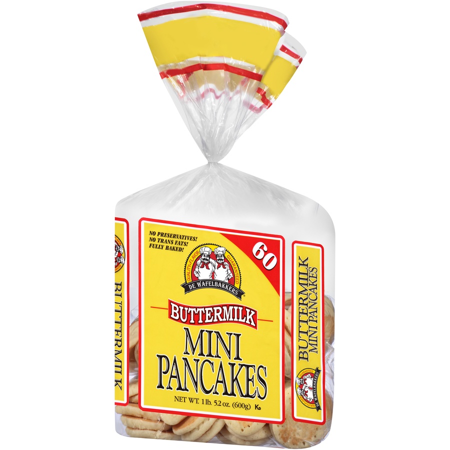 slide 3 of 8, De Wafelbakkers Pancakes - Frozen Buttermilk Mini, 60 ct; 21.2 oz