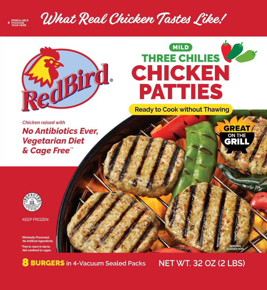 slide 6 of 15, Red Bird Mild Three Chilies Chicken Patties 8 ea, 8 ct