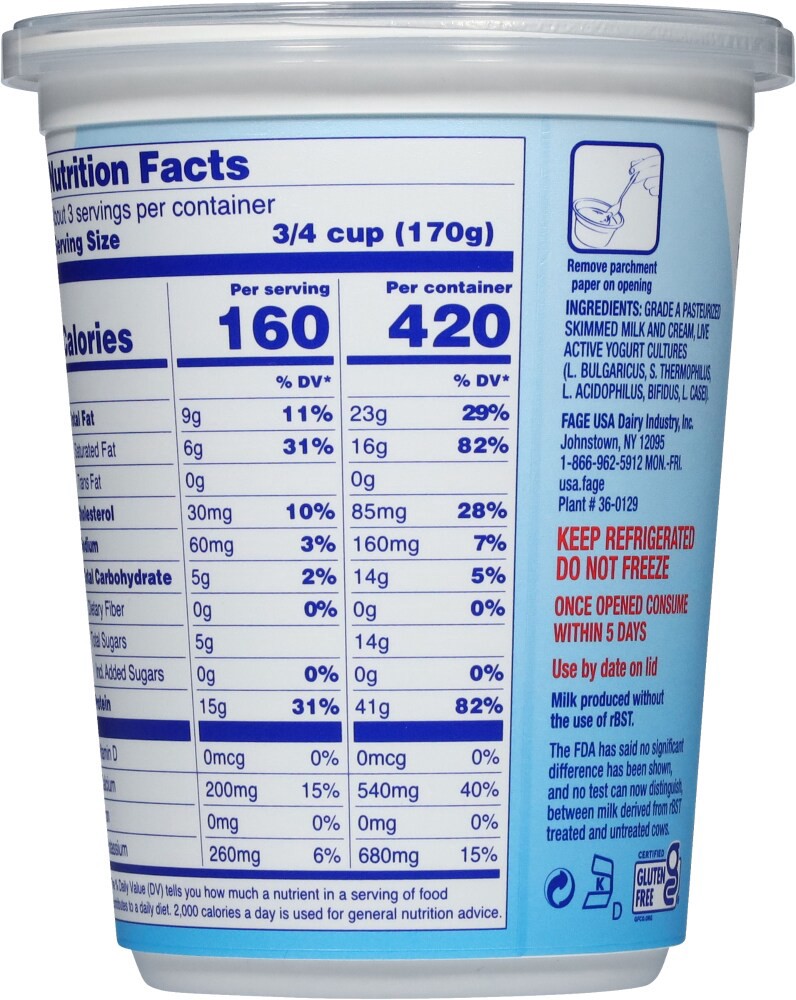 slide 3 of 3, Fage Total Whole Milk, Plain, 16 oz
