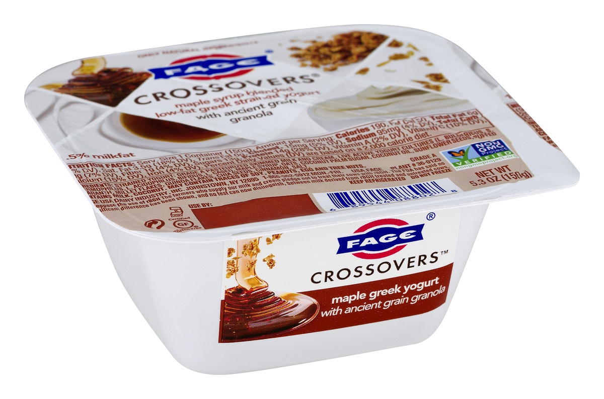 slide 2 of 11, Fage Crossovers Maple Syrup Blended Low-Fat Greek Strained Yogurt With Ancient Grain Granola, 5.3 oz