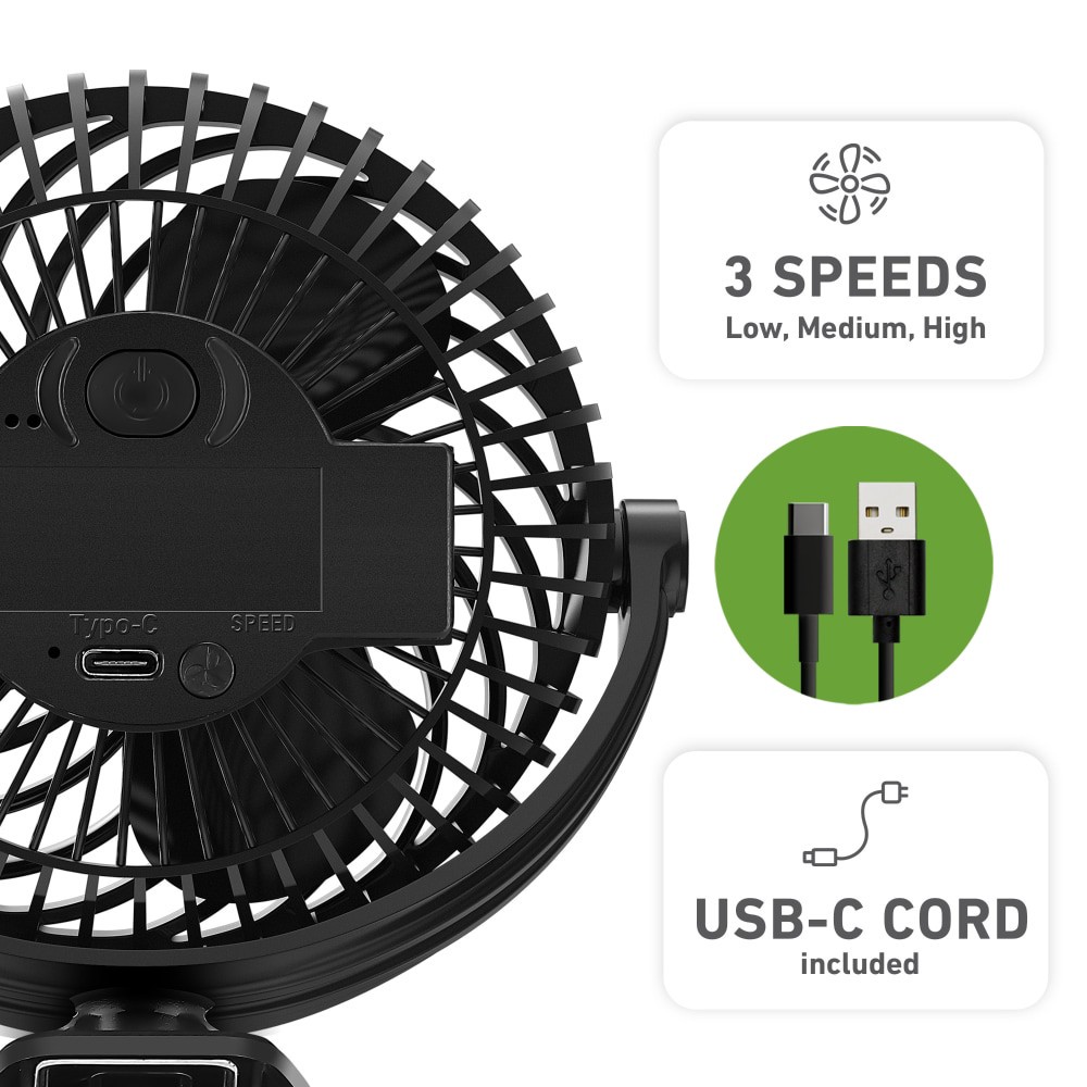 slide 3 of 6, Holmes® 4 Inch Rechargeable USB-Powered Clip Fan, 1 ct
