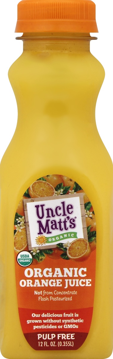 slide 4 of 4, Uncle Matt's Organic Orange Juice, Pulp Free, 12 oz