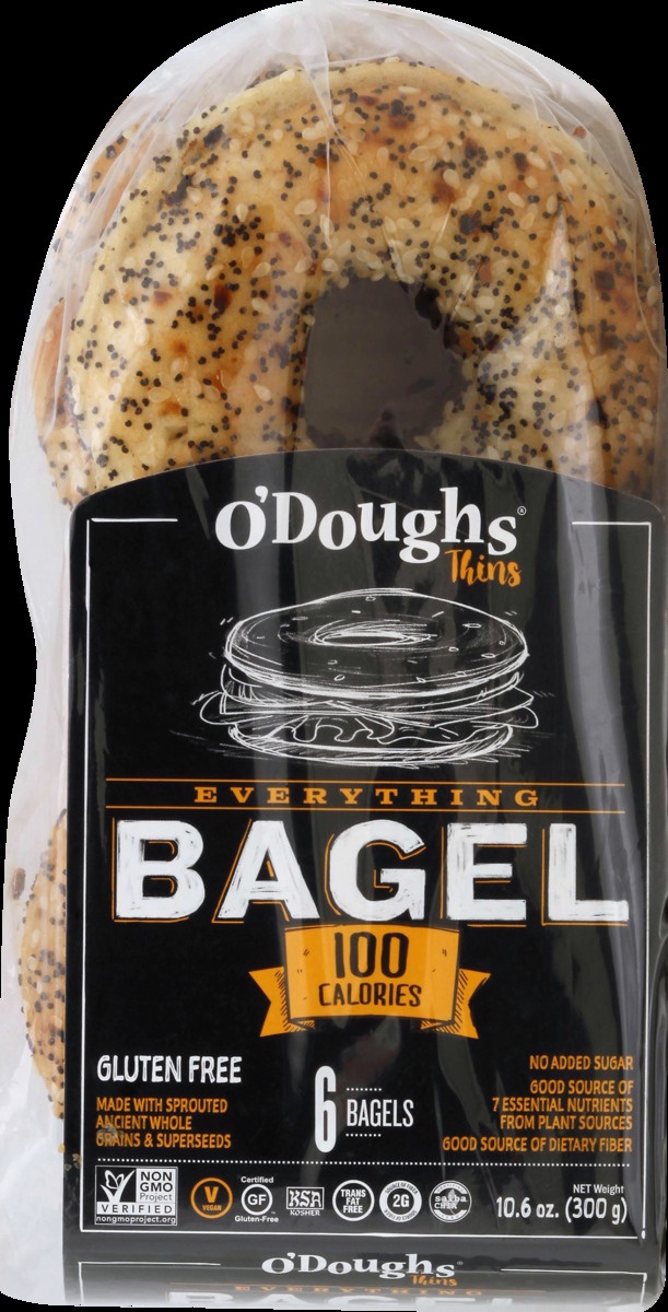 slide 9 of 10, O'Doughs Thins Everything Bagels, 6 ct