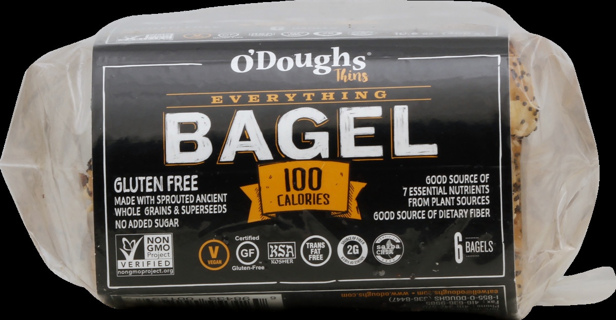 slide 3 of 10, O'Doughs Thins Everything Bagels, 6 ct