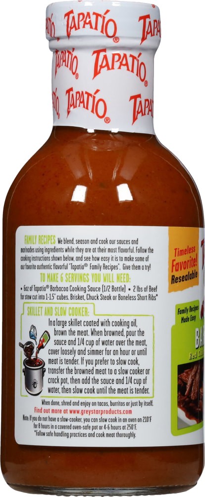 slide 4 of 4, Tapatio Barbacoa Red Chile Cooking Sauce, 12.9 oz