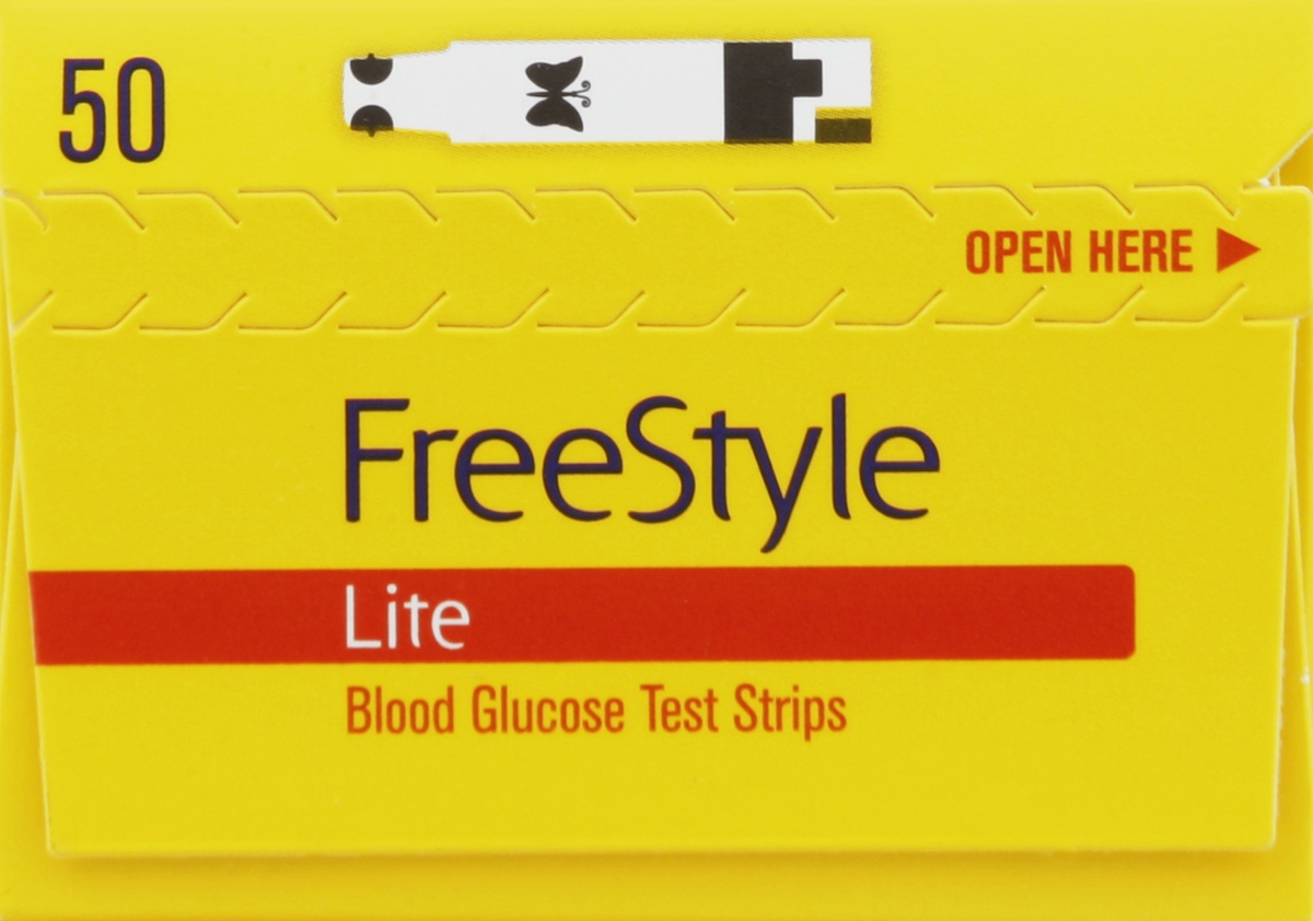 slide 2 of 5, FreeStyle Lite Blood Glucose Test Strip, 50 ct