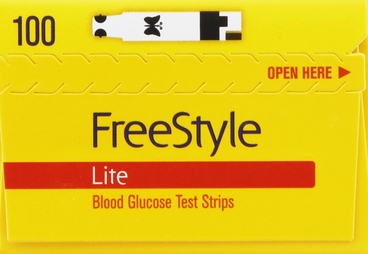 slide 2 of 5, FreeStyle Lite Blood Glucose Test Strips, 100 ct