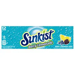 Sunkist Berry Lemonade Soda - 12 ct; 12 fl oz - 12 ct; 12 fl oz