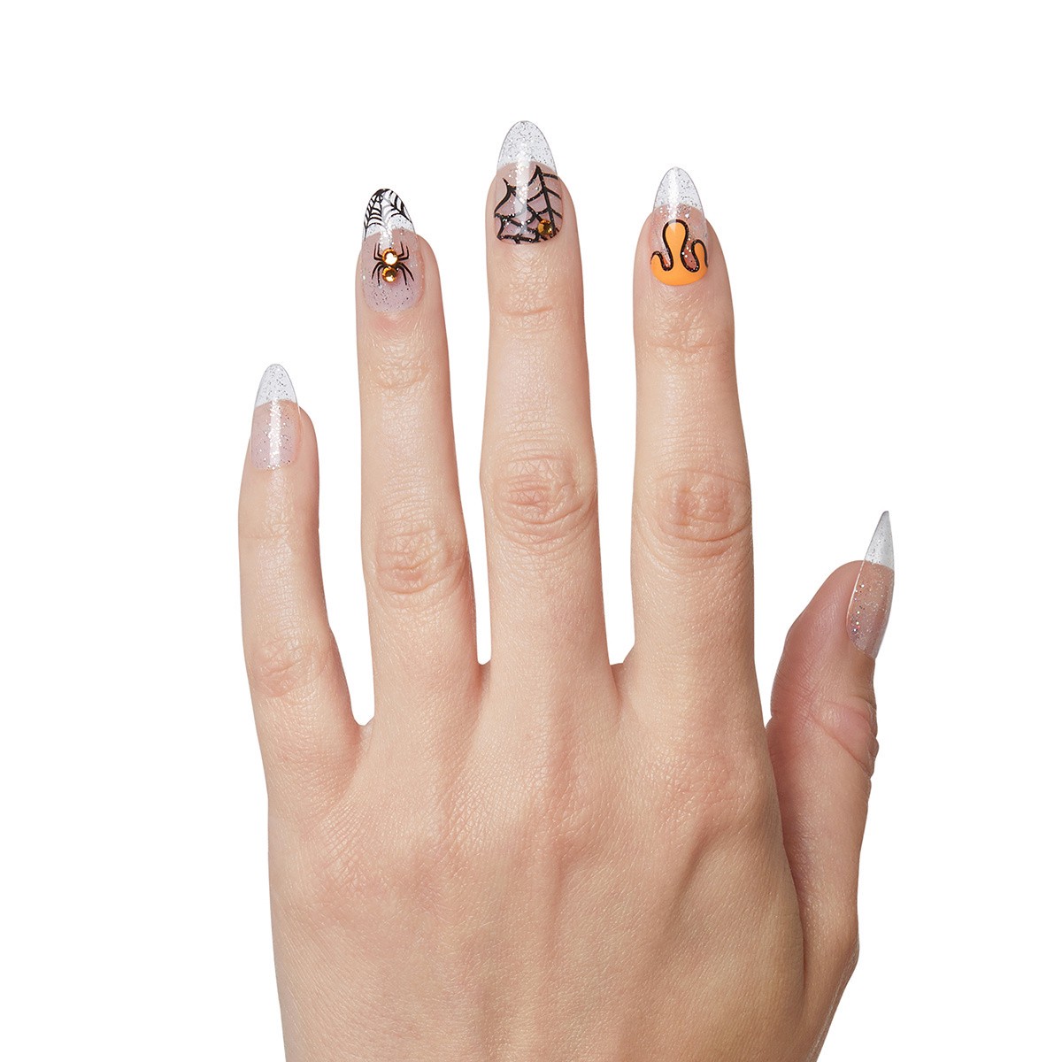 slide 5 of 5, KISS Voguish Fantasy Halloween Press-On Nails, Black, Medium Length, Almond Shape, 31 Ct., 1 ct