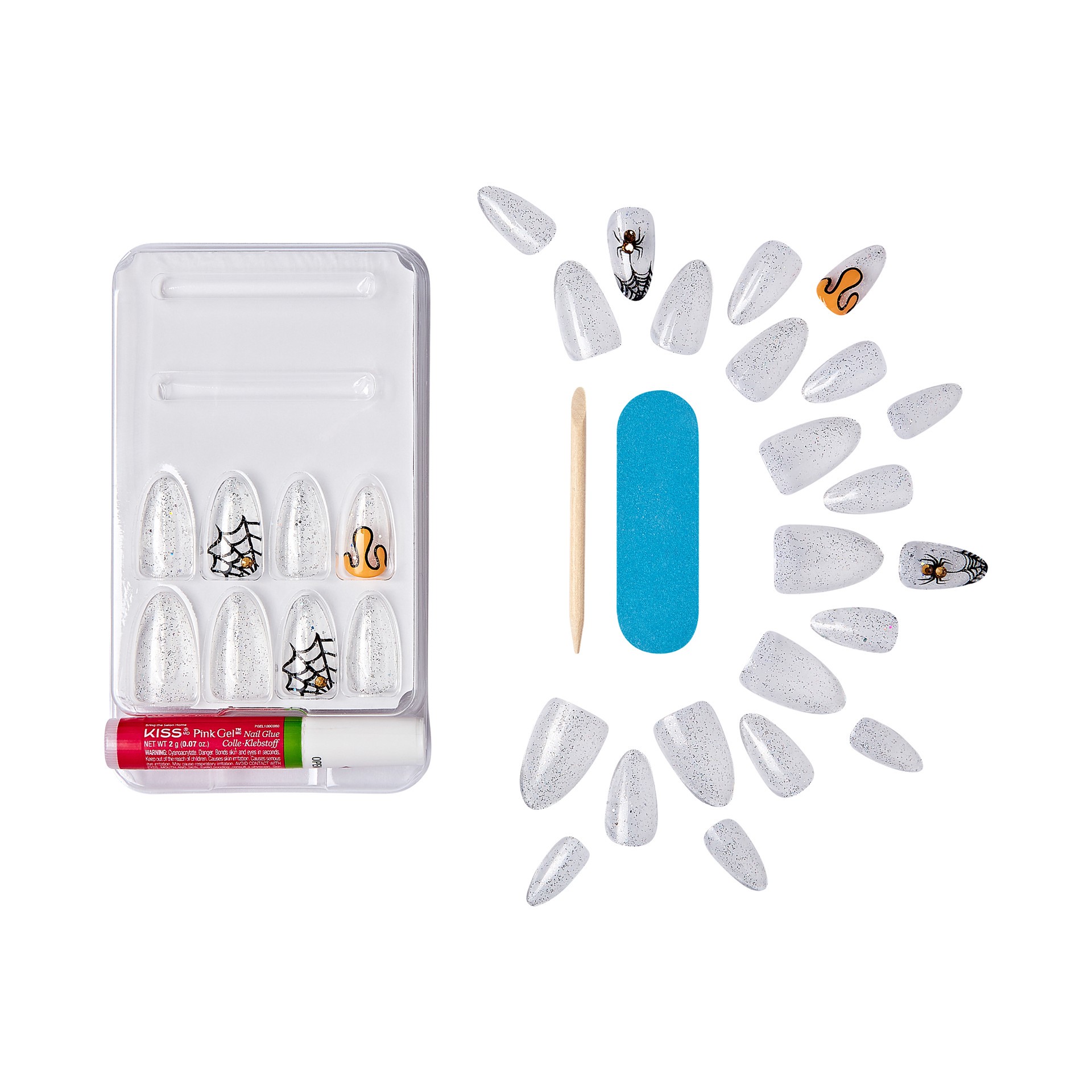 slide 4 of 5, KISS Voguish Fantasy Halloween Press-On Nails, Black, Medium Length, Almond Shape, 31 Ct., 1 ct