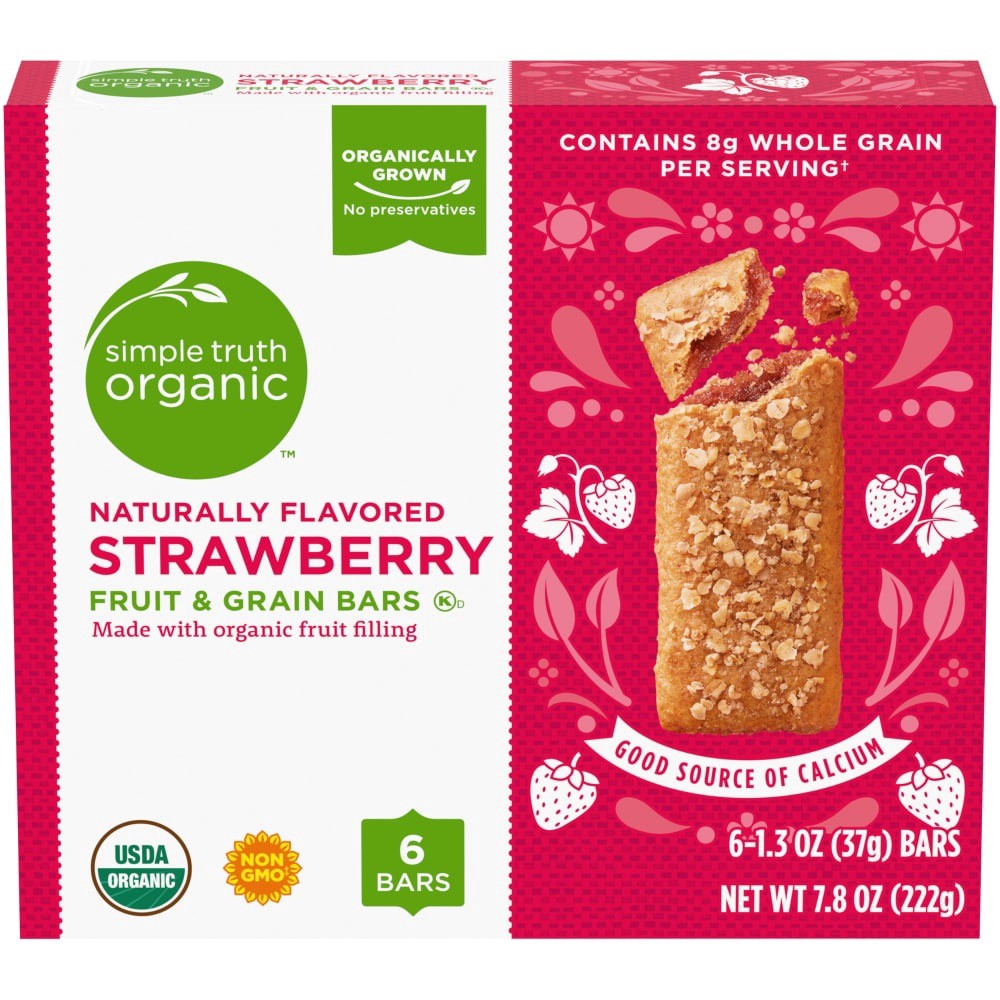 slide 4 of 4, Simple Truth Organic Strawberry Fruit & Grain Bars, 6 ct; 1.3 oz