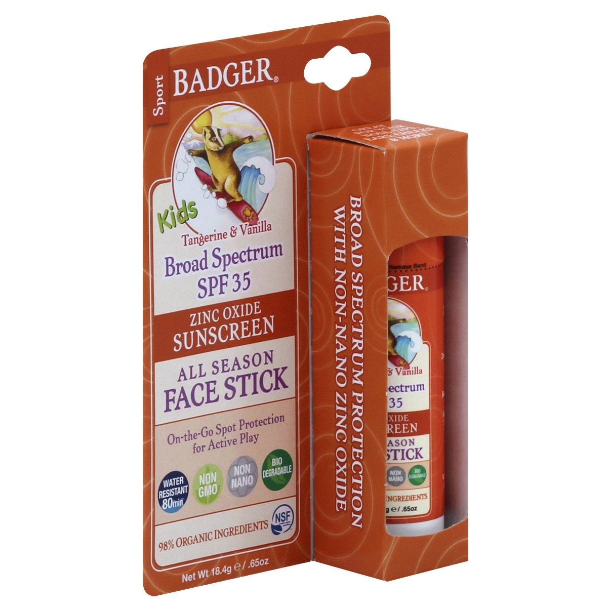 slide 1 of 1, Badger Kids Sport Sunscreen Stick SPF 35, 0.65 oz