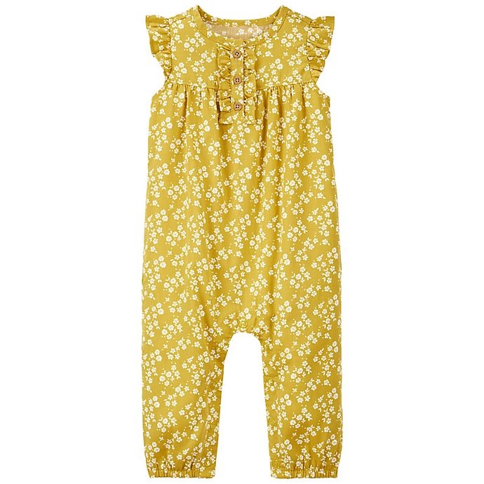 slide 1 of 1, Carter's Floral Jumpsuit - Mustard, 1 ct; 24 M