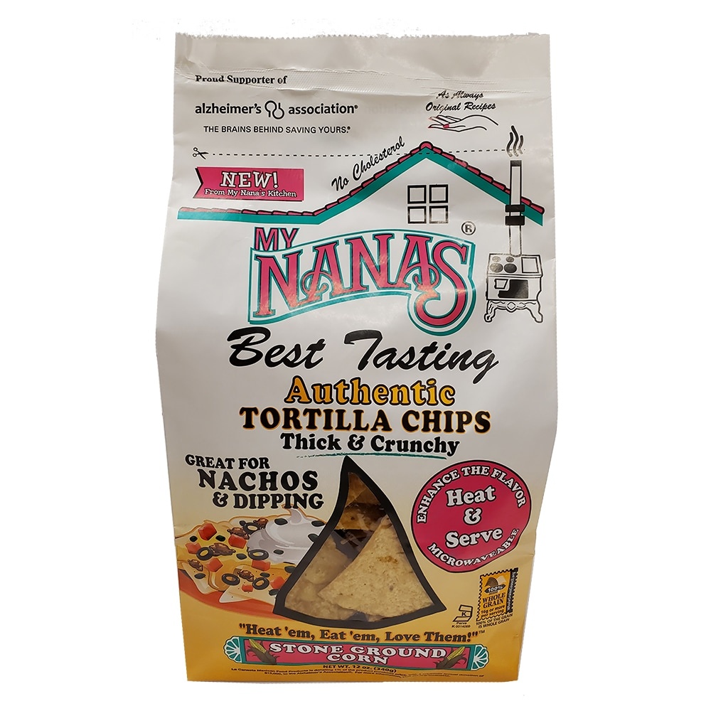 slide 1 of 1, My Nana's Best Tasting Stone Ground Corn Thick & Crunchy Tortilla Chips, 12 oz