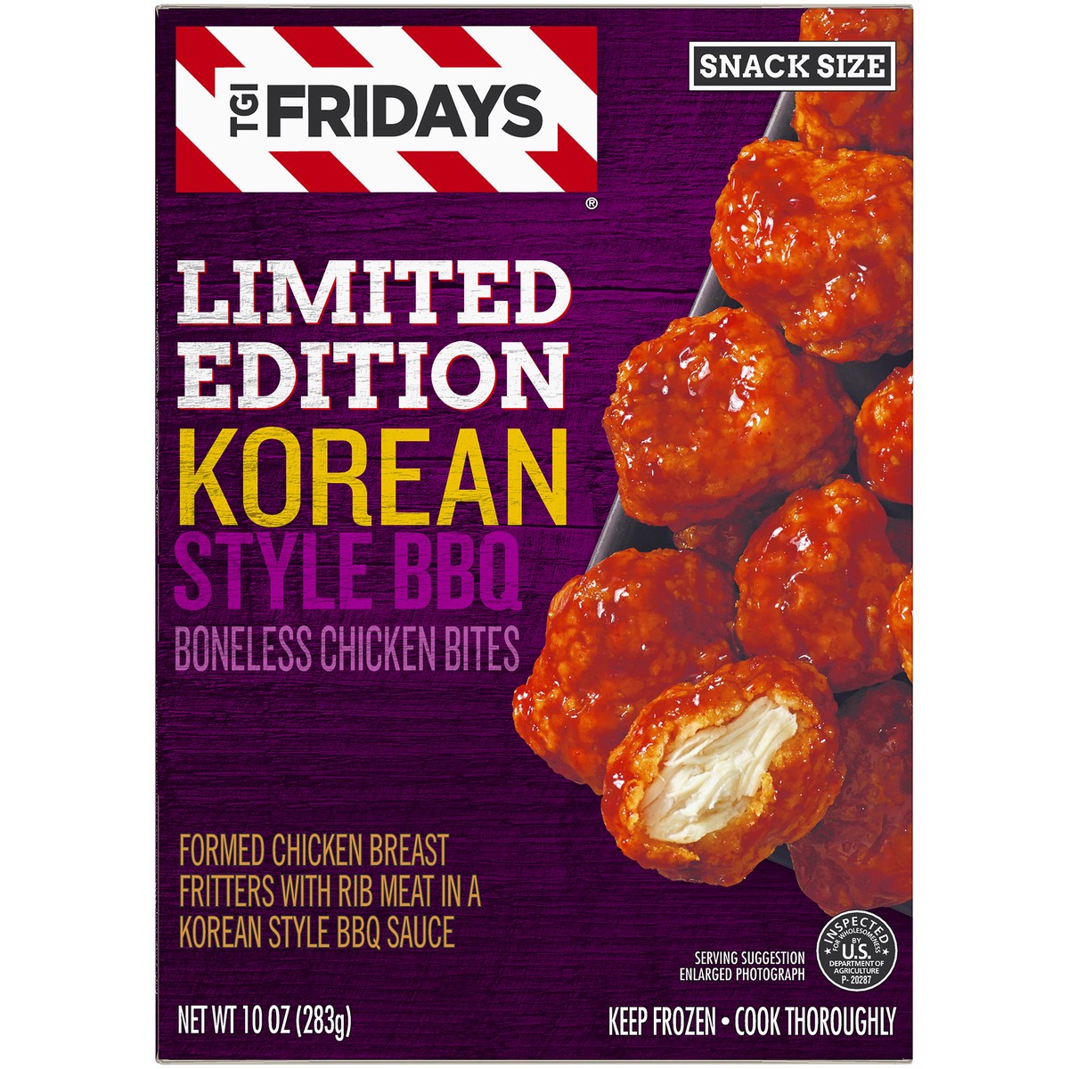 slide 3 of 13, T.G.I. Friday's Korean Style BBQ Boneless Chicken Bites, Frozen Appetizer, 10 oz Box, 283 g