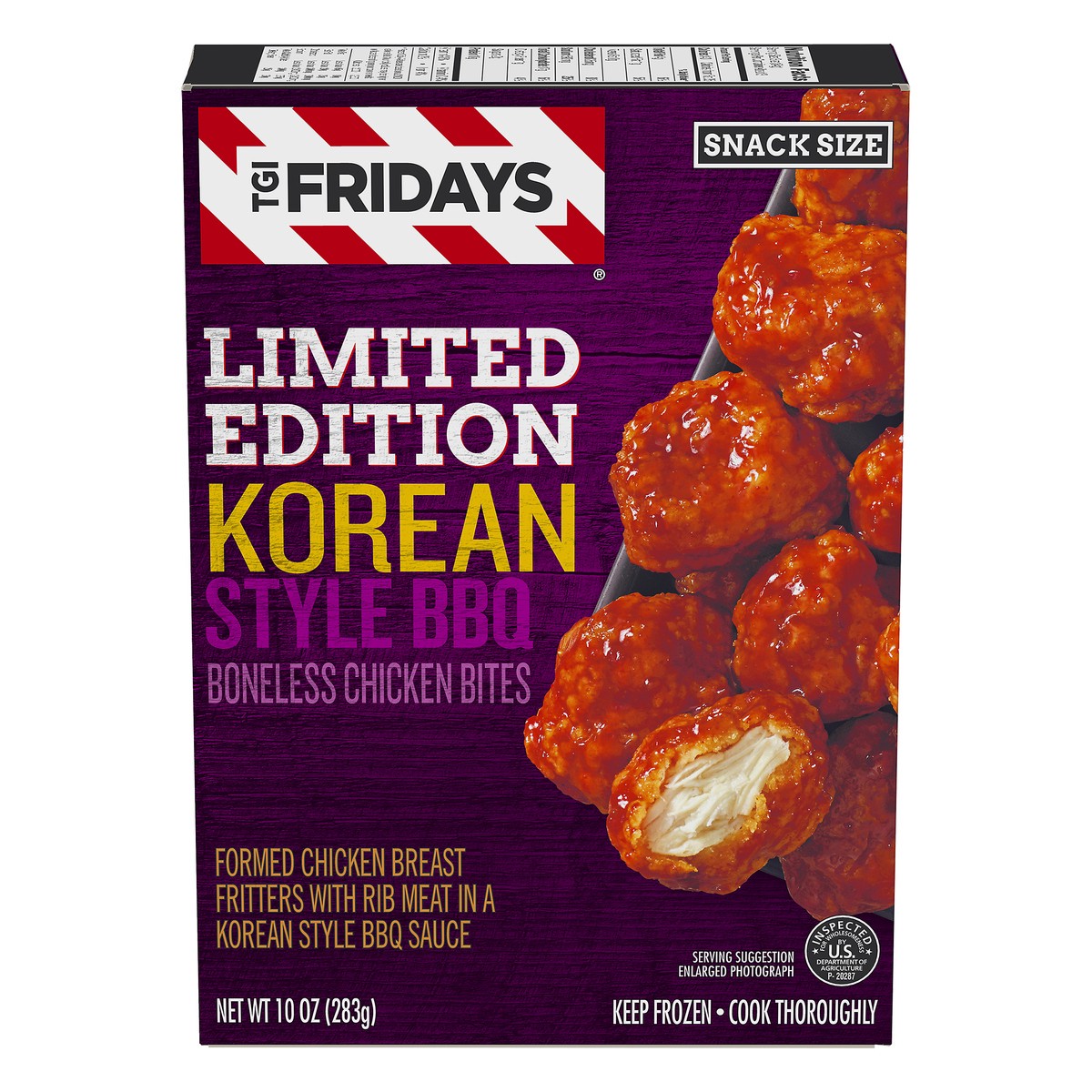 slide 13 of 13, T.G.I. Friday's Korean Style BBQ Boneless Chicken Bites, Frozen Appetizer, 10 oz Box, 283 g
