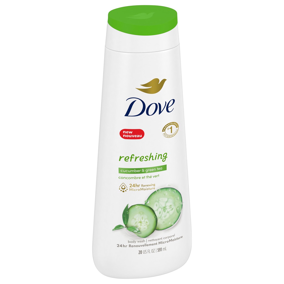 slide 7 of 12, Dove Body Wash Refreshing Cucumber and Green Tea, 20 oz, 20 oz