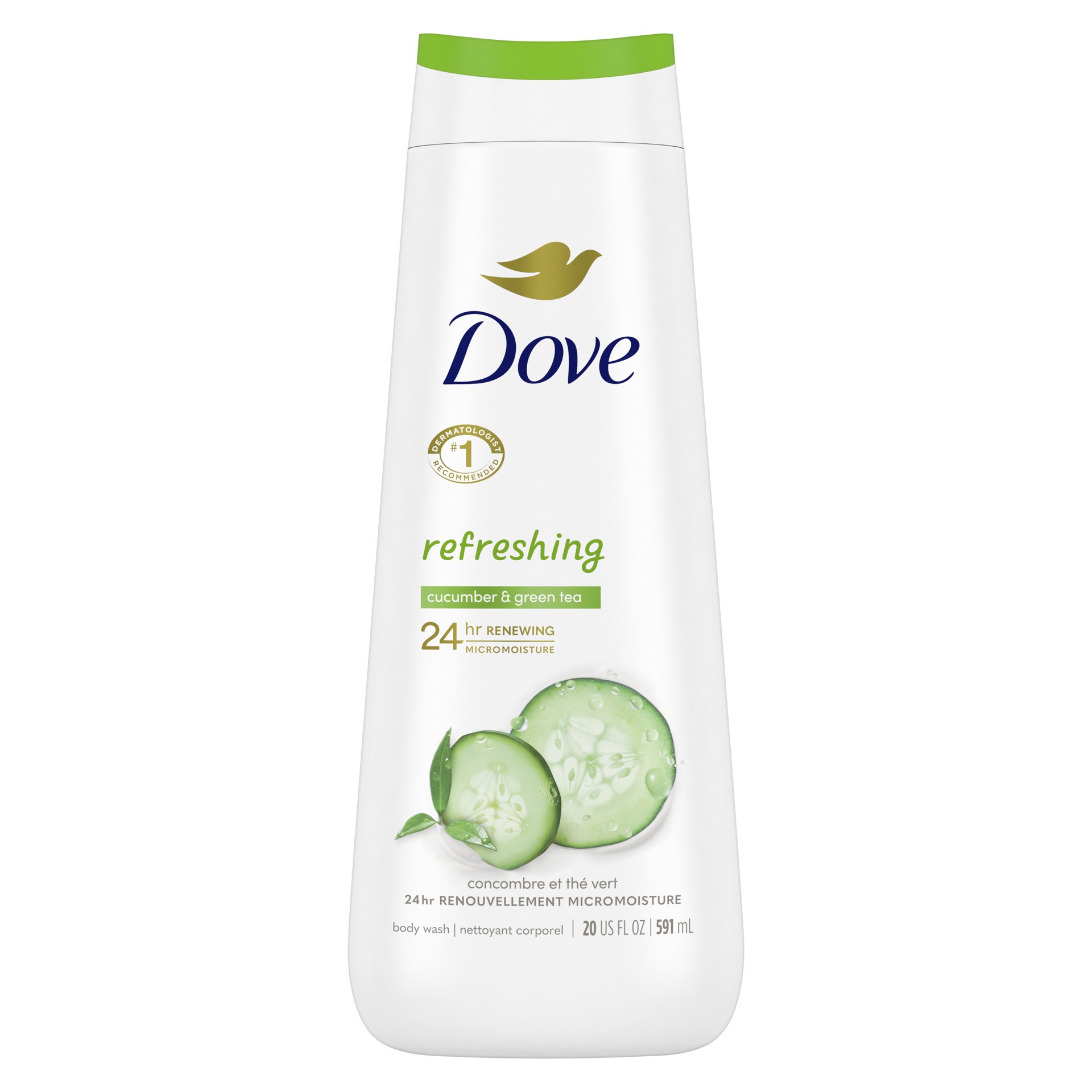 slide 1 of 5, Dove Body Wash Refreshing Cucumber and Green Tea, 20 oz, 20 oz