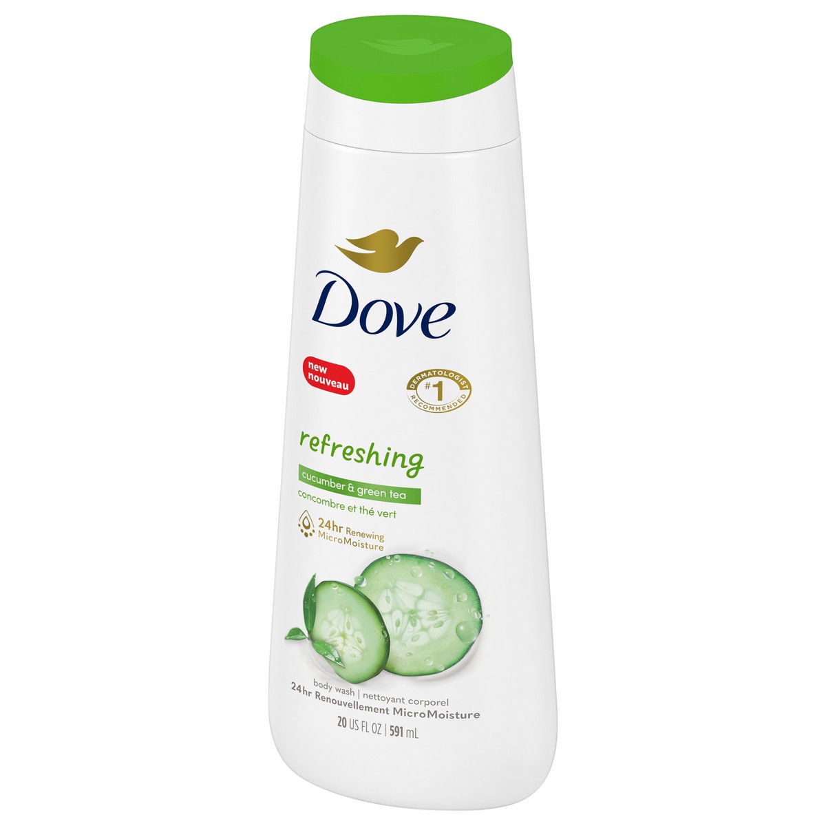 slide 8 of 12, Dove Body Wash Refreshing Cucumber and Green Tea, 20 oz, 20 oz