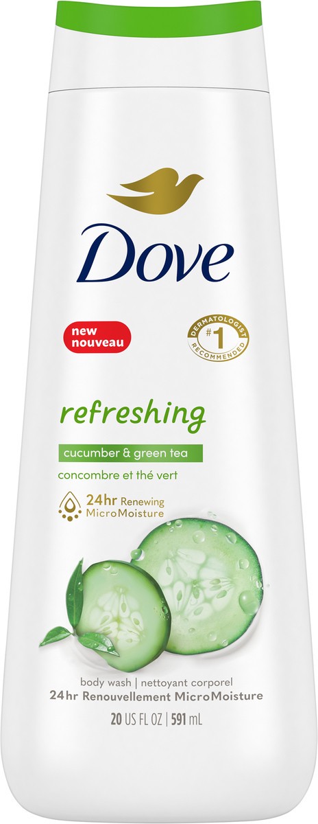 slide 3 of 12, Dove Body Wash Refreshing Cucumber and Green Tea, 20 oz, 20 oz