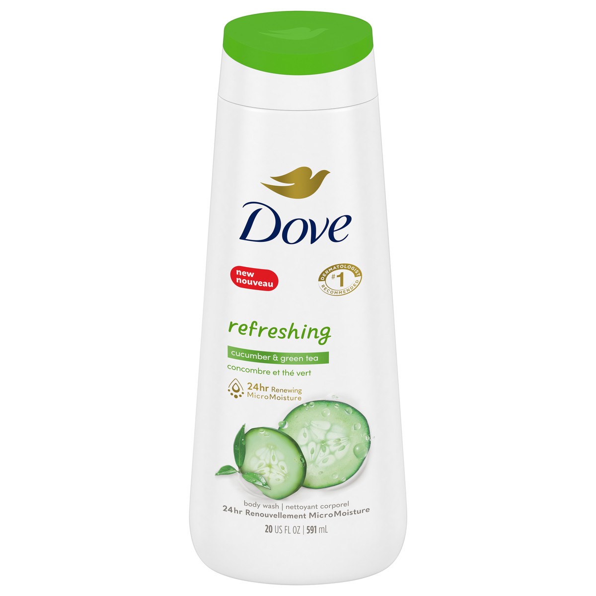 slide 10 of 12, Dove Body Wash Refreshing Cucumber and Green Tea, 20 oz, 20 oz