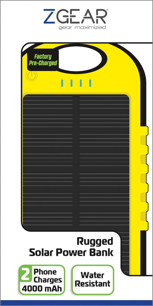 slide 2 of 2, Zgear 4000Mah Solar Power Bank - Yellow/Black, 1 ct