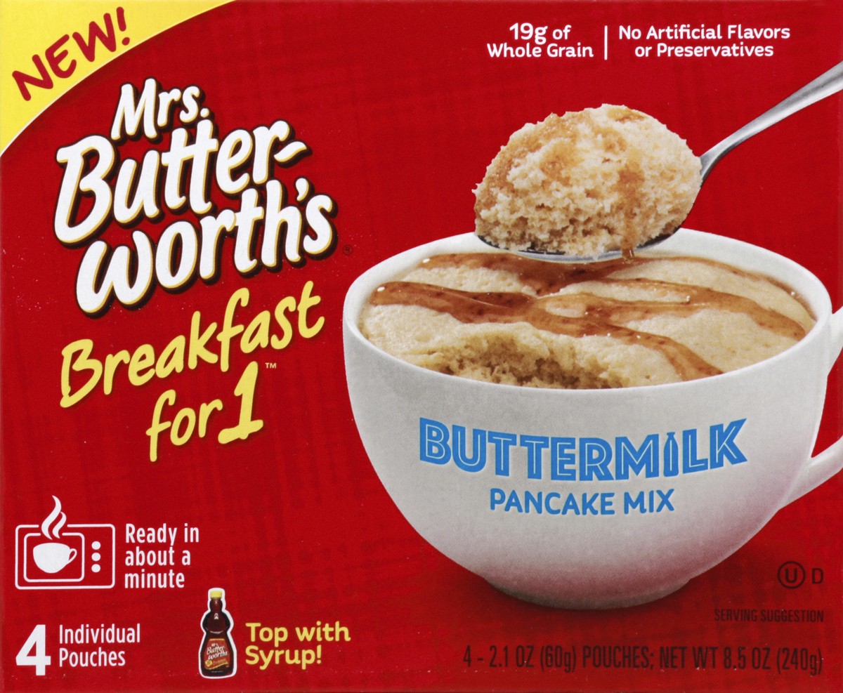 slide 4 of 4, Mrs. Butterworth's Breakfast For 1 Buttermilk Pancake Mix, 4 ct; 2.1 oz