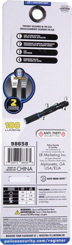 slide 3 of 4, Police Security 100 Lumens Cavalier Flashlights 1 ea, 1 ct