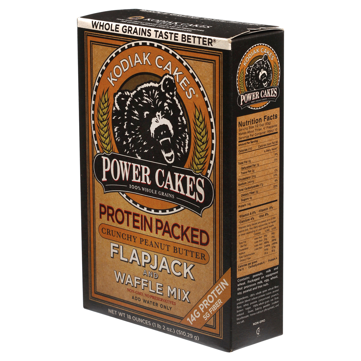 slide 6 of 8, Kodiak Cakes Protein Packed Flapjack & Waffle Mix Crunchy Peanut Butter, 18 oz