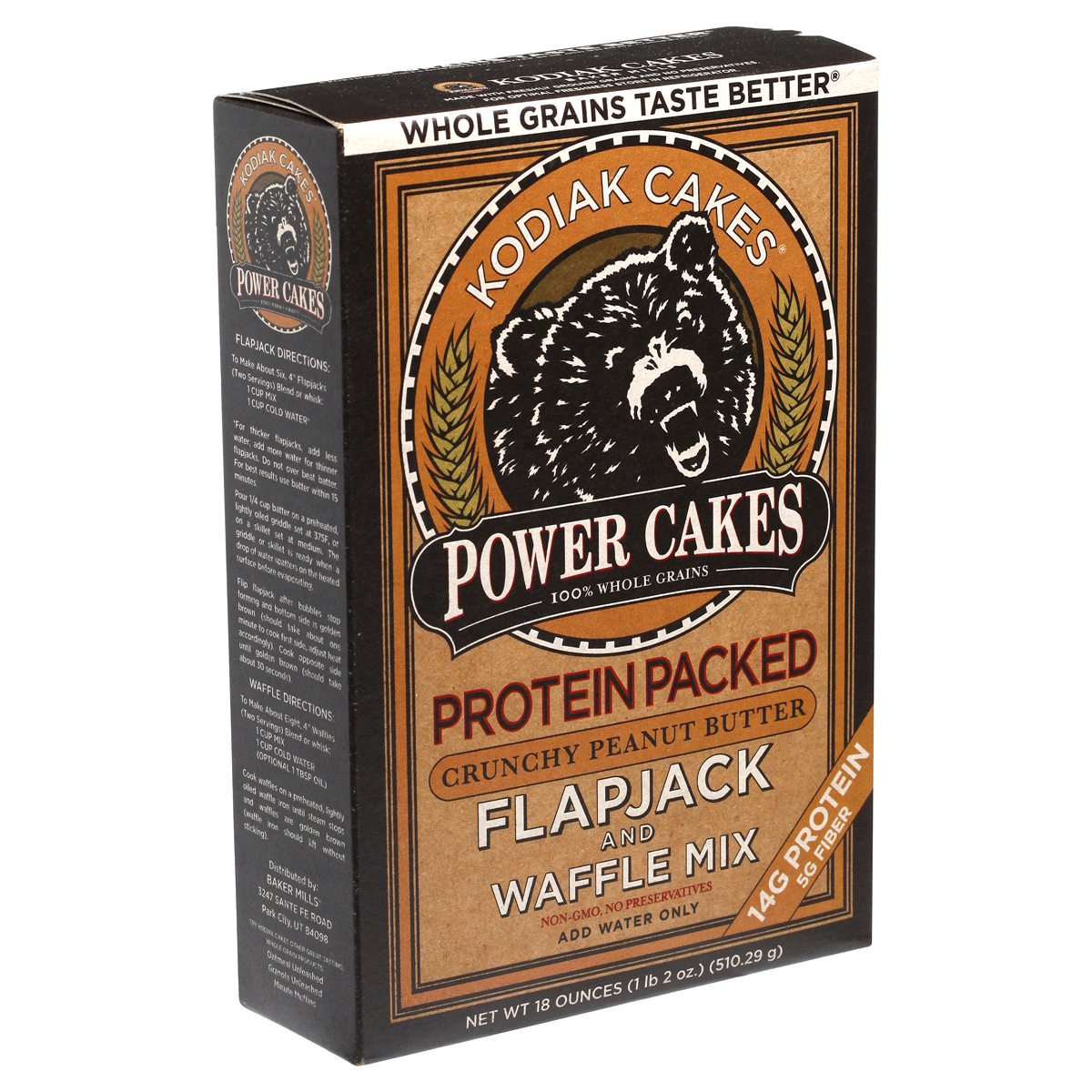 slide 8 of 8, Kodiak Cakes Protein Packed Flapjack & Waffle Mix Crunchy Peanut Butter, 18 oz