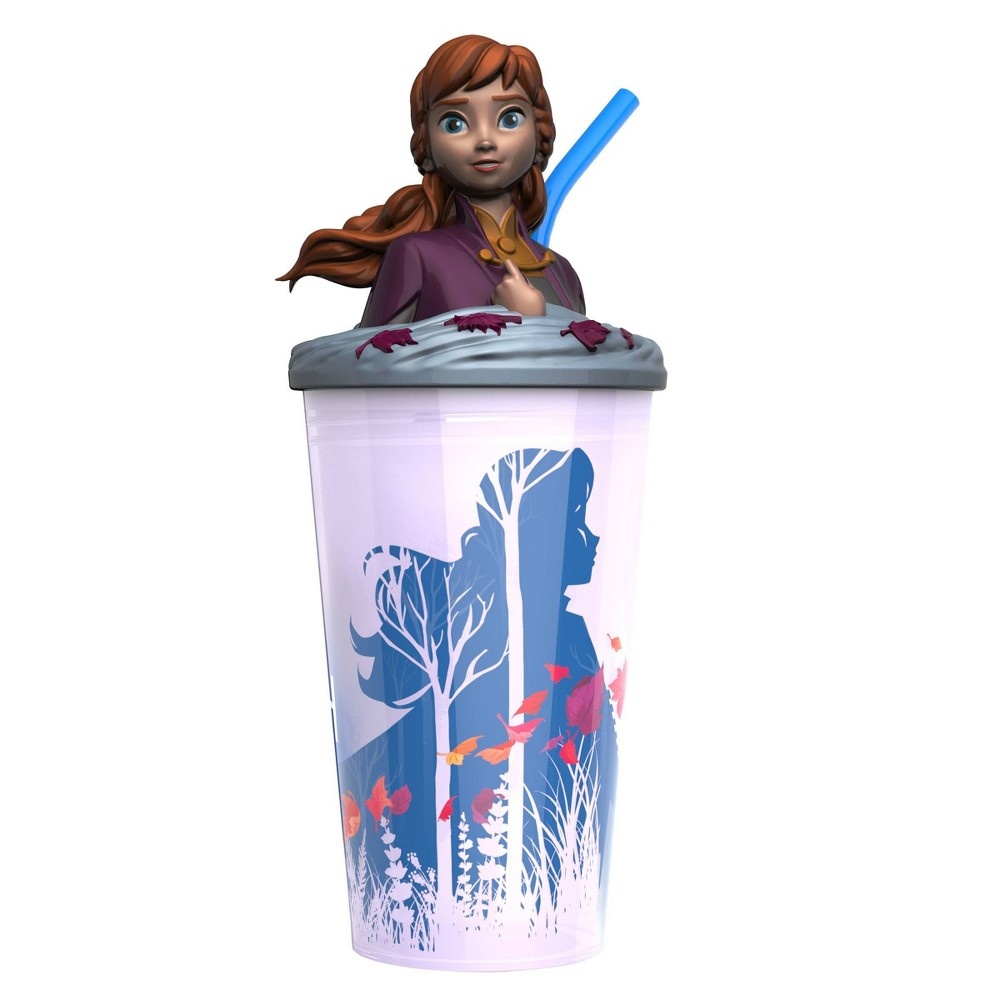 slide 3 of 3, Zak! Designs Frozen 2 Anna Plastic Funtastic Tumbler with Straw Purple - Zak Designs, 15 oz