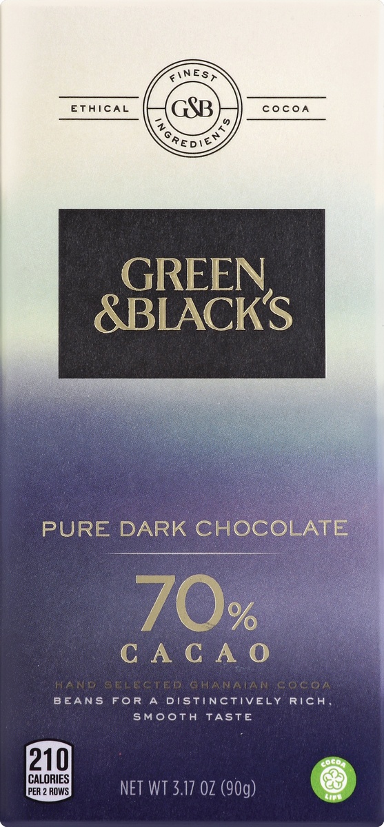 slide 5 of 5, Green & Black's 70% Cacao Pure Dark Chocolate, 3.17 oz