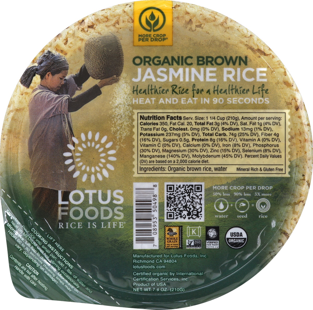 slide 3 of 3, Lotus Foods Organic Brown Jasmine Rice Bowl, 7.4 oz