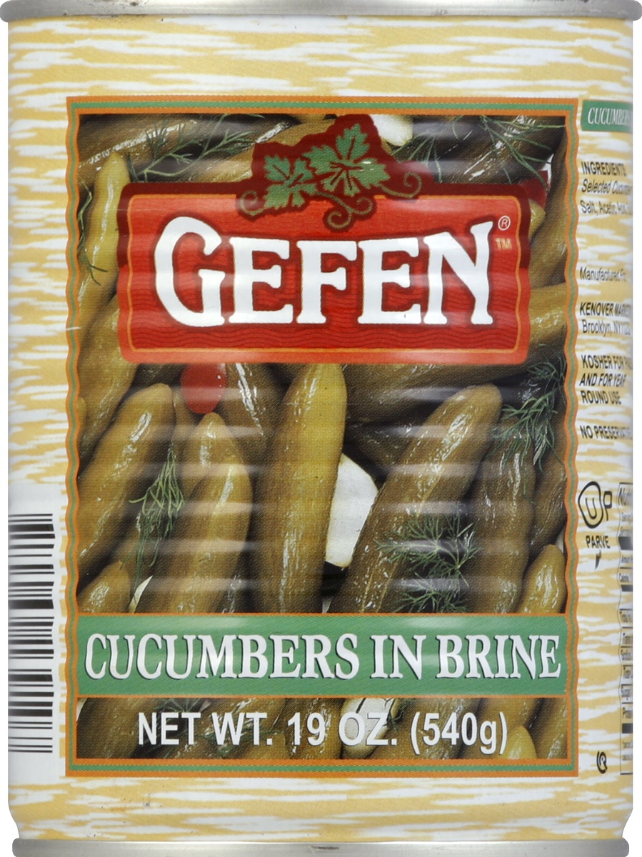 slide 2 of 3, Gefen Large Cucumbers In Brine, 19 oz