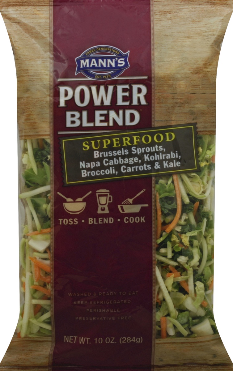 slide 5 of 5, Mann's Power Blend Superfood Brussels Sprouts, Napa Cabbage, Kohlrabi, Broccoli, Carrots & Kale, 10 oz