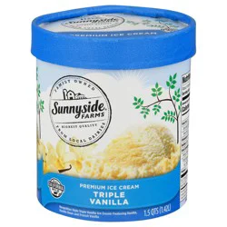 Sunnyside Farms Ice Cream, Premium, Triple Vanilla 1.5 Qt