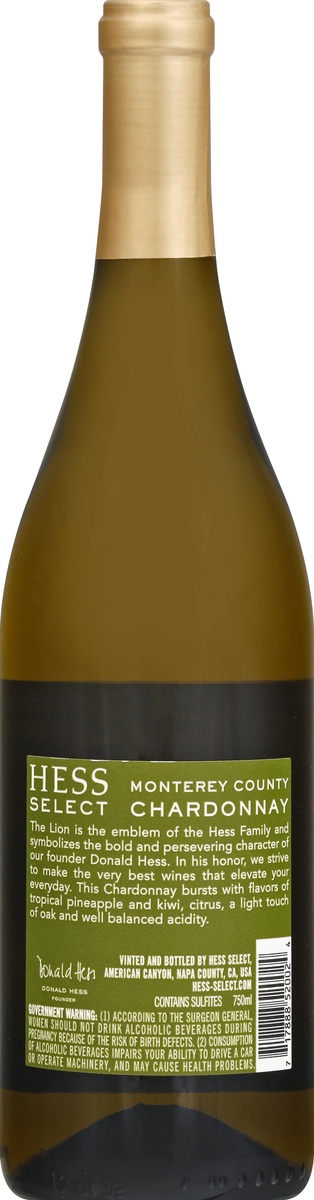 slide 6 of 6, Hess Select Chardonnay Bottle, 750 ml