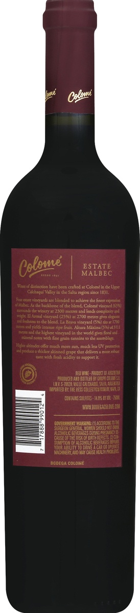 slide 6 of 6, Colome Estate Malbec 750 ml, 750 ml