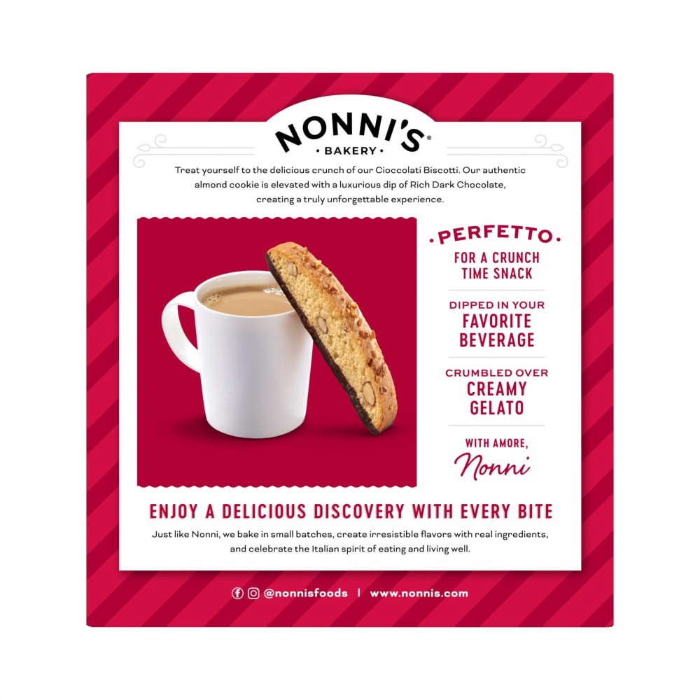 slide 6 of 6, Nonni's Cioccolati Biscotti, 8-count carton 6.88 oz, 8 ct