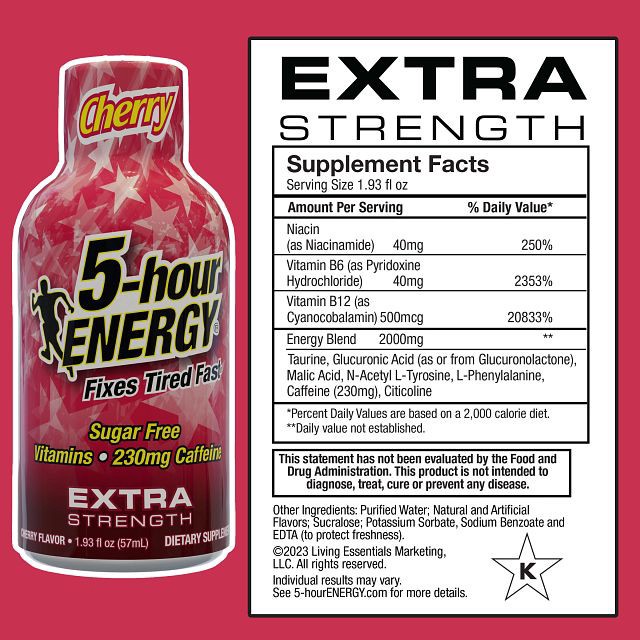 slide 2 of 5, 5-hour ENERGY, Extra Strength, Cherry, Shot, 1.93 oz., 1.93 fl oz
