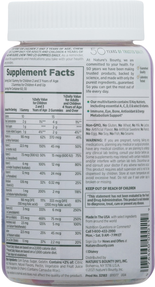 slide 3 of 10, Nature's Bounty Kids Frozen Multi Gummies, 60 ct