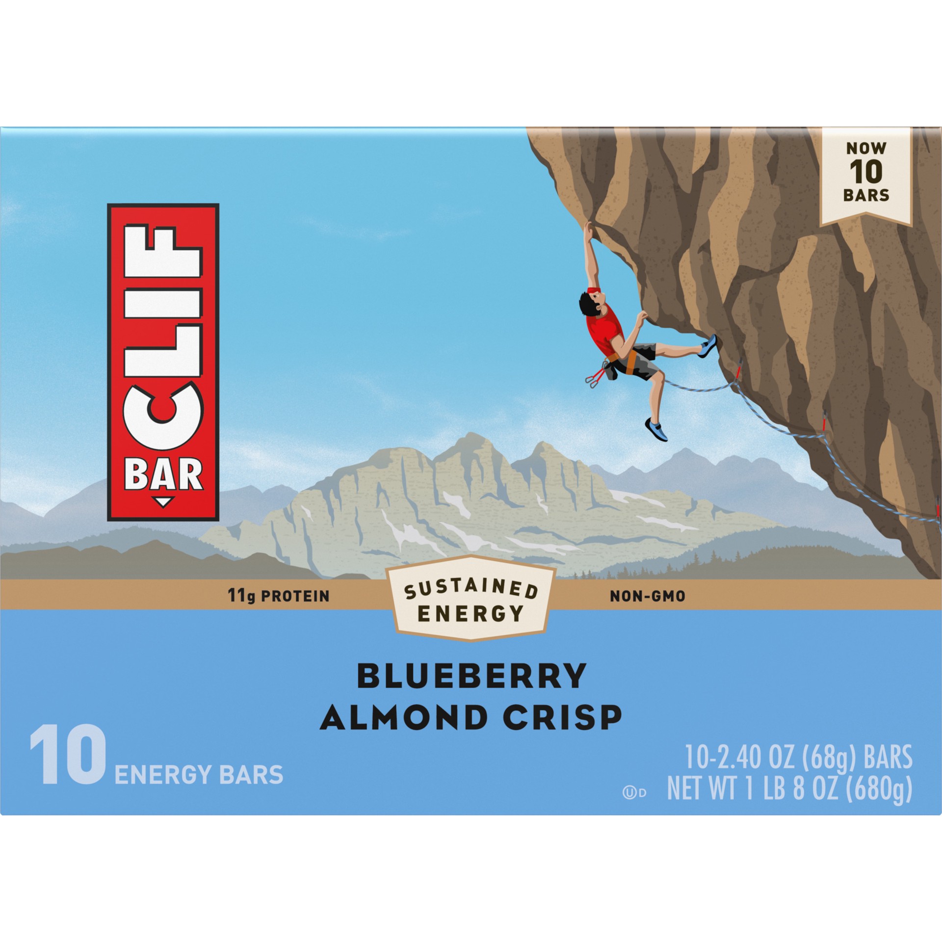 slide 3 of 5, CLIF BAR - Blueberry Almond Crisp - Made with Organic Oats - Energy Bars - Non-GMO - Plant Based Protein Bars (10 Pack), 10 ct
