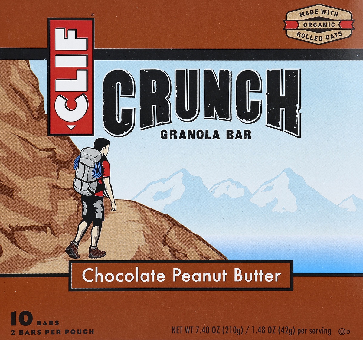 slide 4 of 4, CLIF Crunch Chocolate Peanut Butter Granola Bar, 10 ct; 0.74 oz