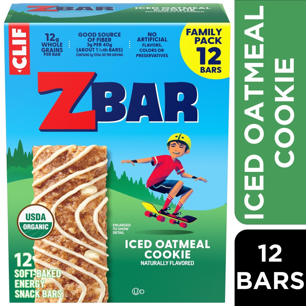 slide 6 of 6, Clif Kid Zbar Organic Iced Oatmeal Cookie Granola Bars - 12 ct, 12 ct